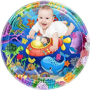 Baby Kids Water Play Mat Inflatable Baby Tummy Time Mat, Premium Baby Water Play Mat For Infants And Toddlers And Play Gem Foxen